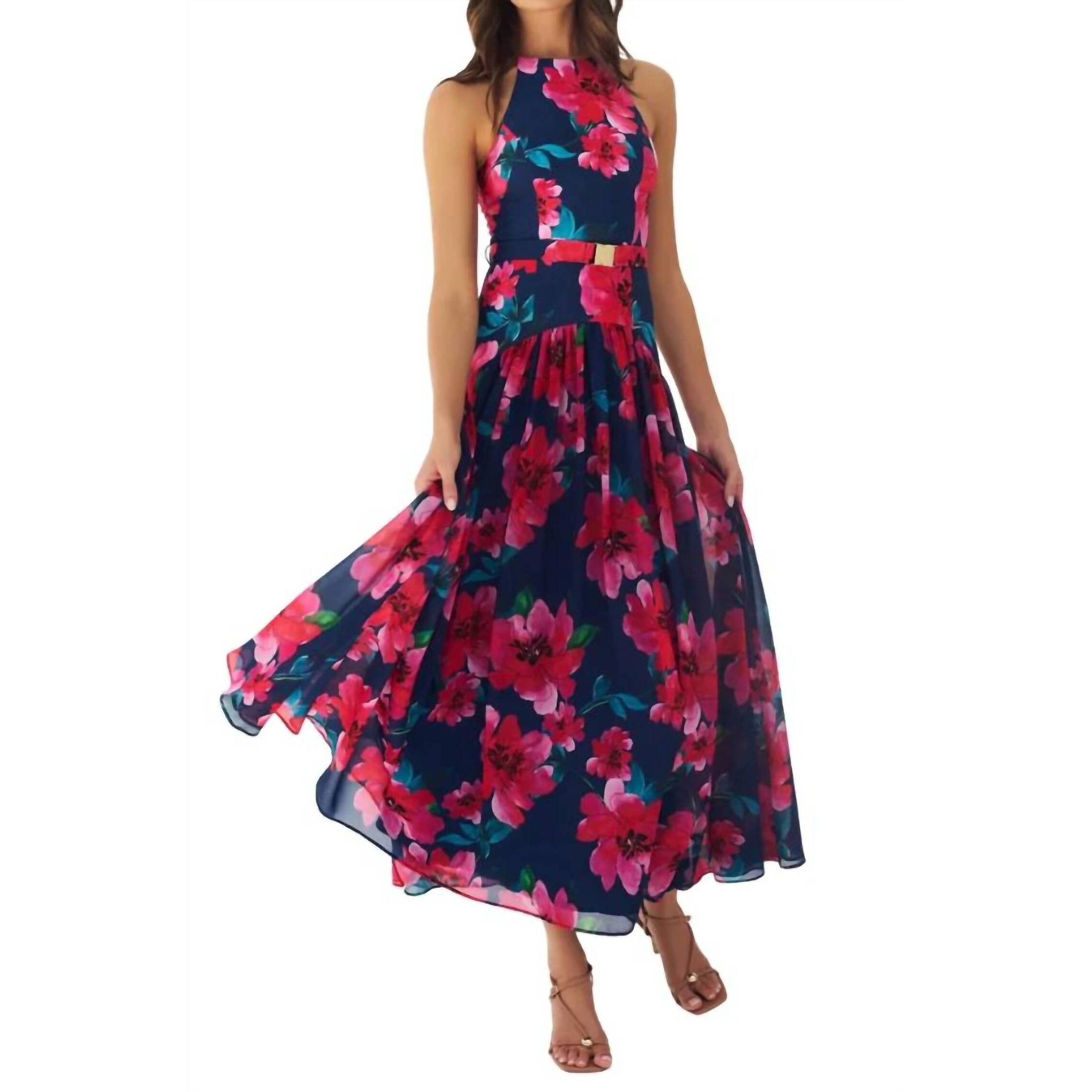 New Hutch Abbey Sleeveless Dress In Navy Raspberry